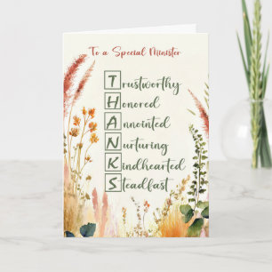 Minister Clergy Appreciation Day Thanks in Words Card