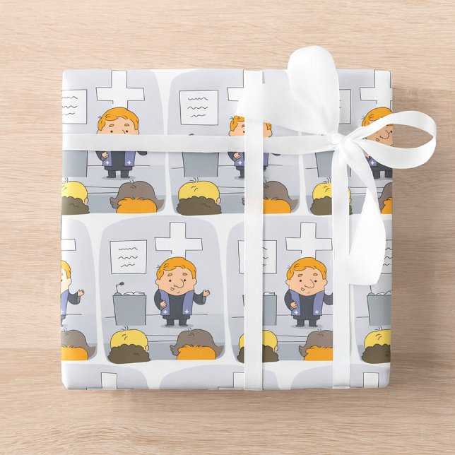 Minister Preaching to Congregation Wrapping Paper (Creator Uploaded)