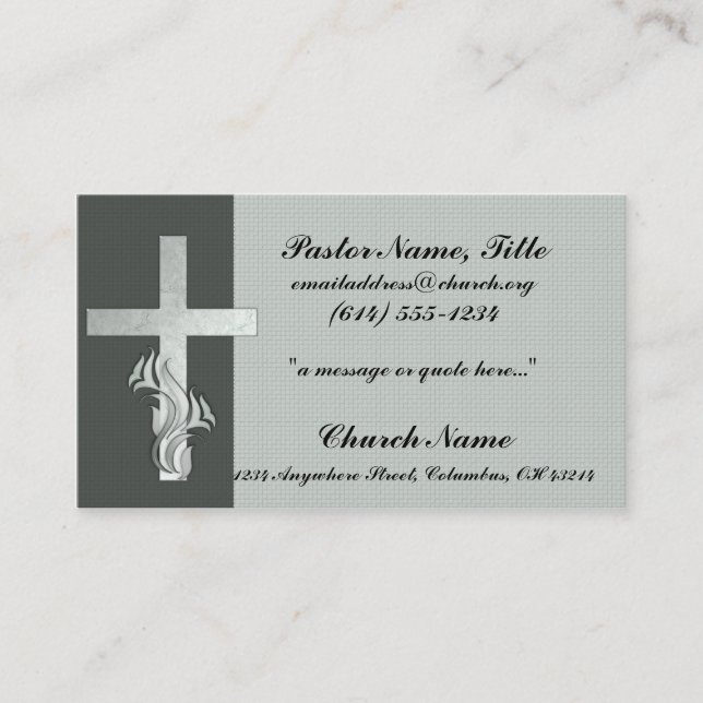 Ministre croisé vert carte de visite d'église (Devant)