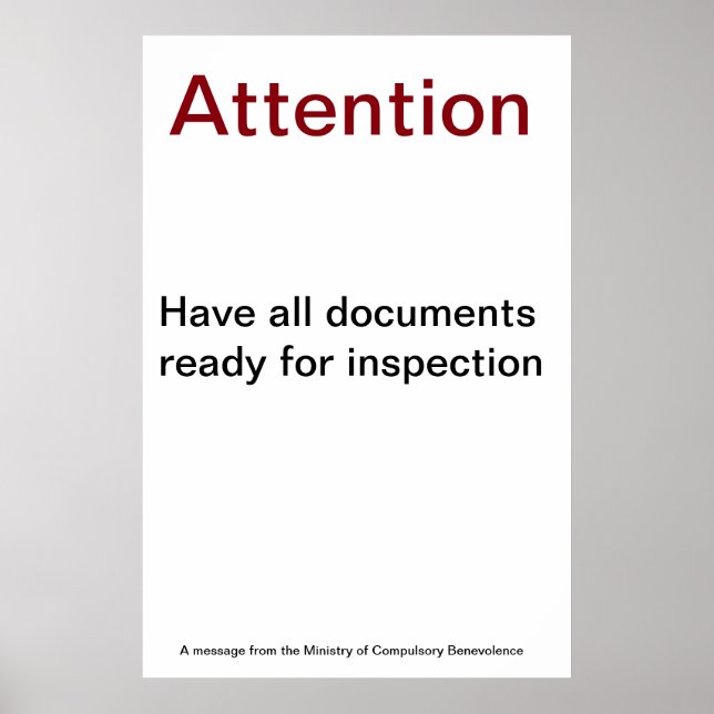 Ministry of Compulsory Benevolence Poster 01 (Front)