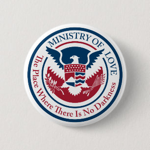 ministry of love, official seal 2 inch round button