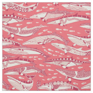 minke whales viva magenta rose pink fabric