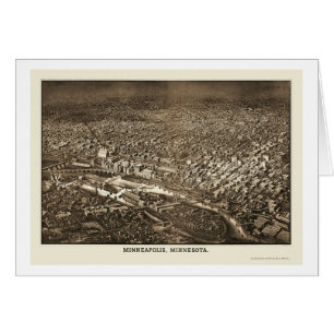 Minneapolis, carte panoramique de manganèse - 1885
