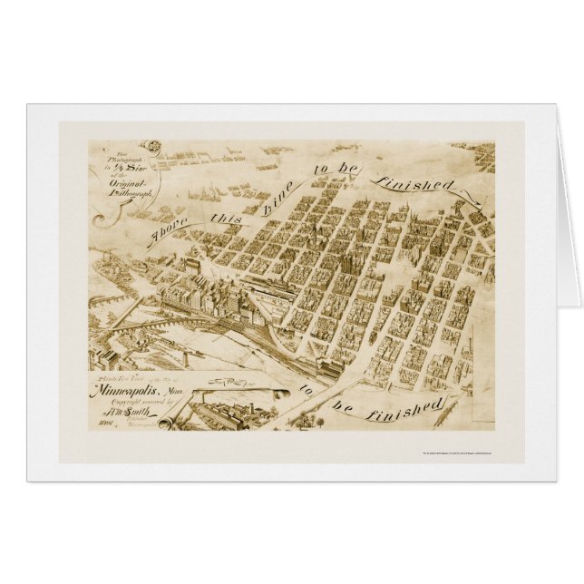 Minneapolis, carte panoramique de manganèse - 1891 (Devant horizontal)