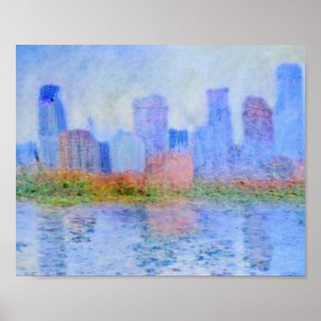 Minneapolis, City of Lakes, Monet Skyline Wood Art Poster (Front)
