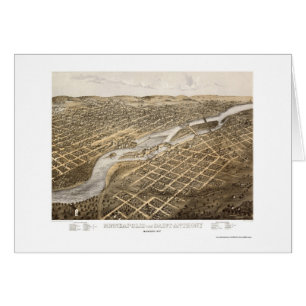 Minneapolis et St Anthony, carte panoramique de