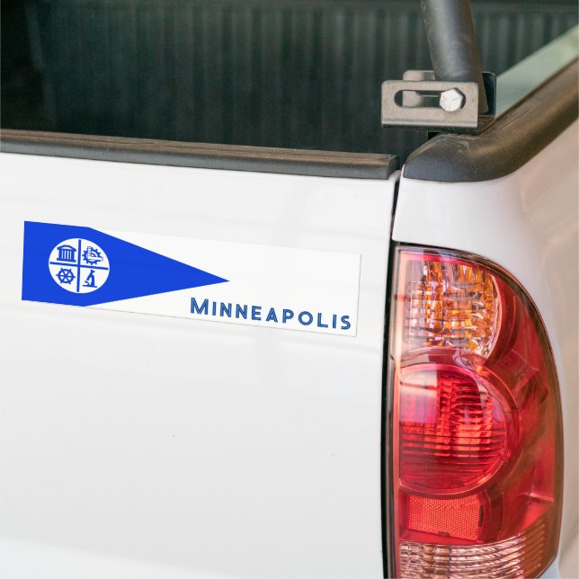 Minneapolis Flag Bumper Sticker (On Truck)