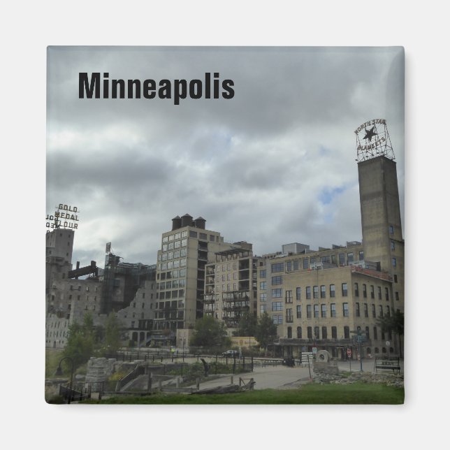 Minneapolis Mill Ruins Park Skyline Photo Magnet (Front)
