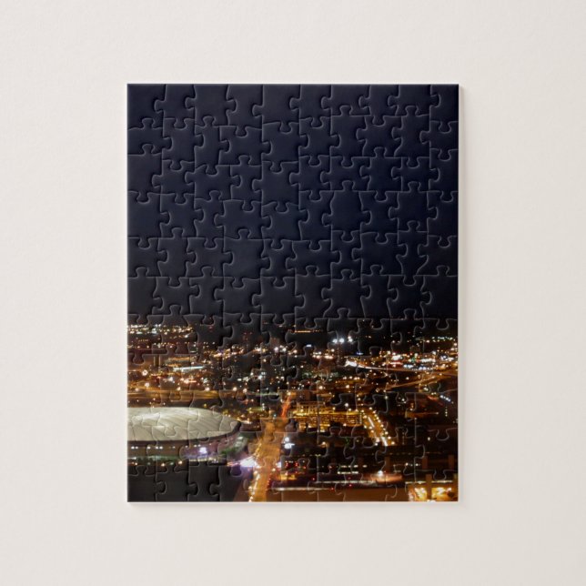 Minneapolis Minnesota City Skyline and Metrodome Jigsaw Puzzle (Vertical)
