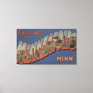 Minneapolis, Minnesota - Large Letter Scenes Canvas Print