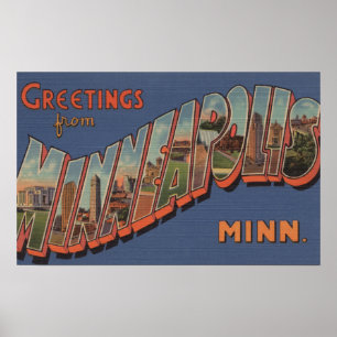 Minneapolis, Minnesota - Large Letter Scenes Poster