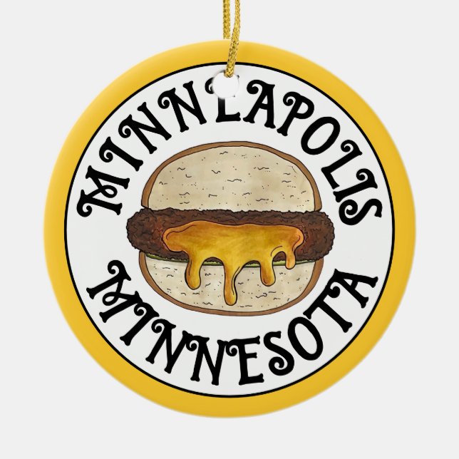 Minneapolis Minnesota MN Juicy Lucy Cheese Burger  Ceramic Ornament (Front)