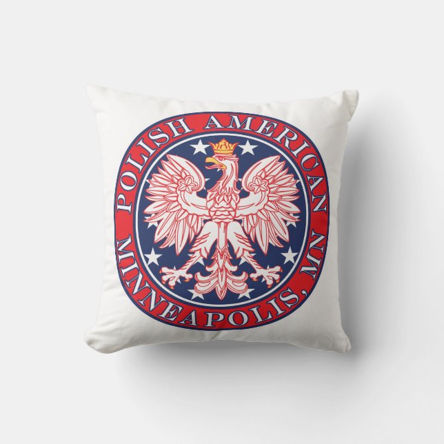 Minneapolis Minnesota Polish Eagle Throw Pillow (Front)