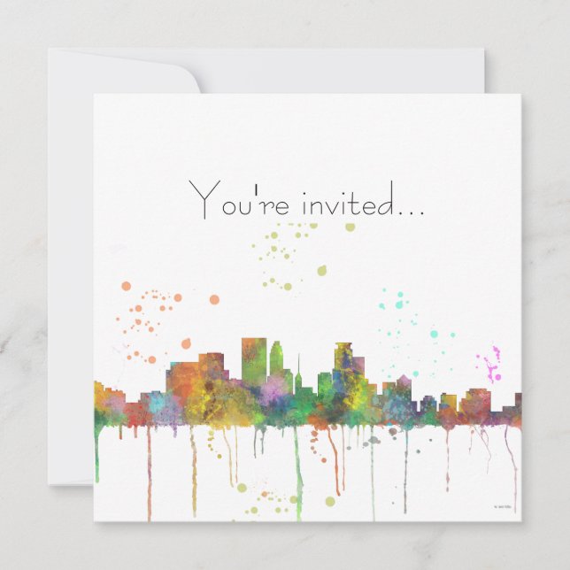 MINNEAPOLIS, MINNESOTA SKYLINE - Invitation (Devant)
