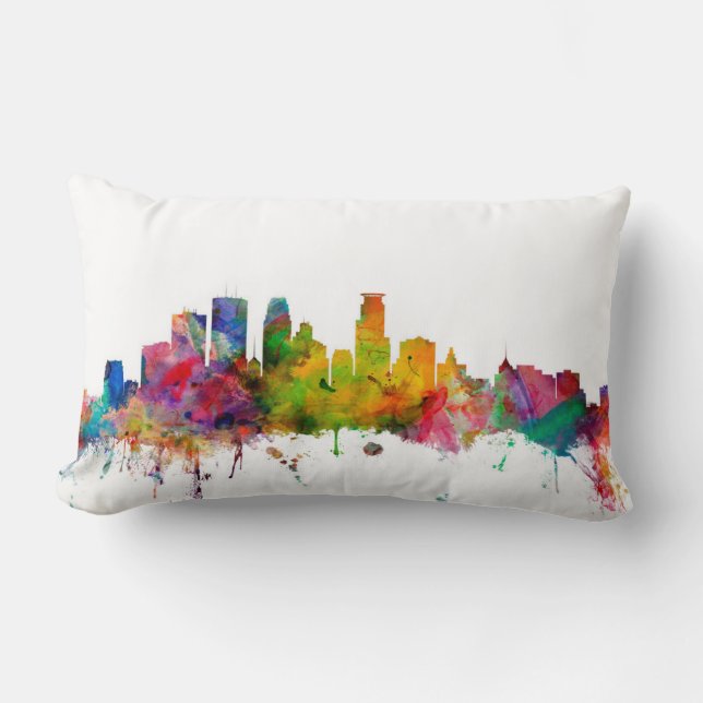 Minneapolis Minnesota Skyline Lumbar Pillow (Front)