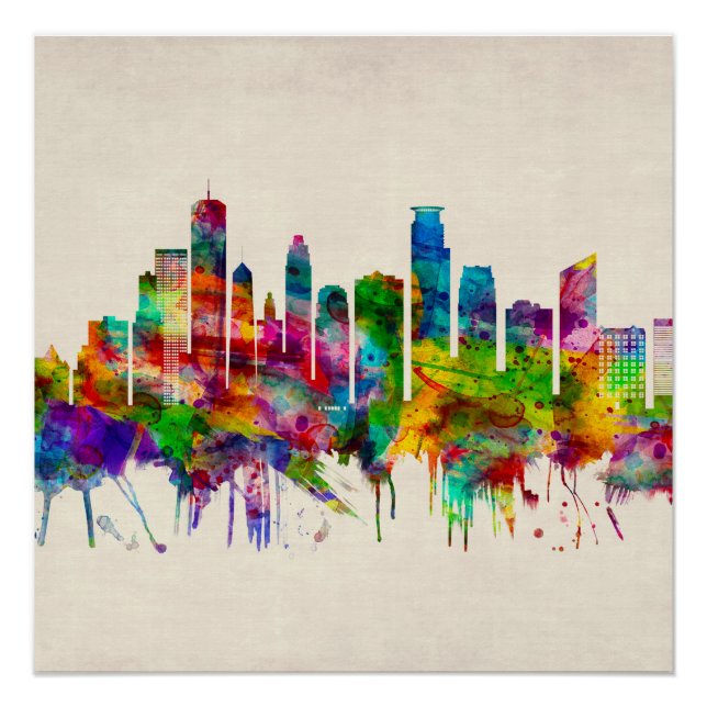 Minneapolis Minnesota Skyline Poster (Front)