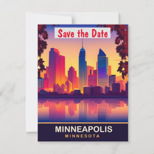 Minneapolis, Minnesota, Travel Postcard, Save The Date