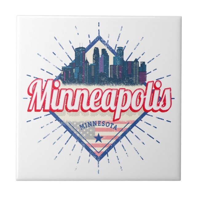 Minneapolis Minnesota USA Skyline United States Tile (Front)