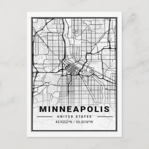Minneapolis Minnesota USA Travel City Map Postcard