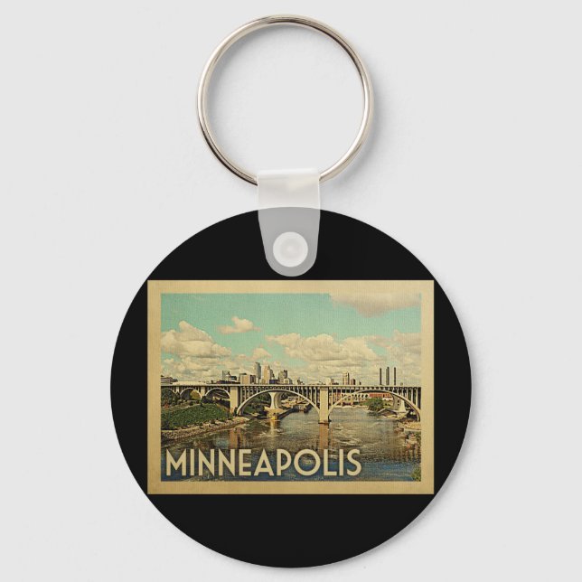 Minneapolis Minnesota Vintage Travel Keychain (Front)