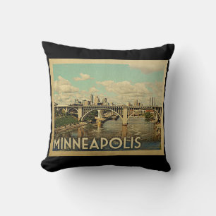 Minneapolis Minnesota Vintage Travel Throw Pillow
