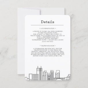 Minneapolis, Minnesota Wedding Guest Details Invitation