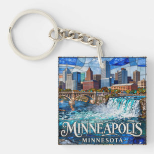 Minneapolis Mississippi River Cityscape 🌊 Keychain