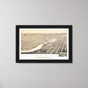 Minneapolis MN Panoramic Map DIGITALLY REMASTERED Canvas Print