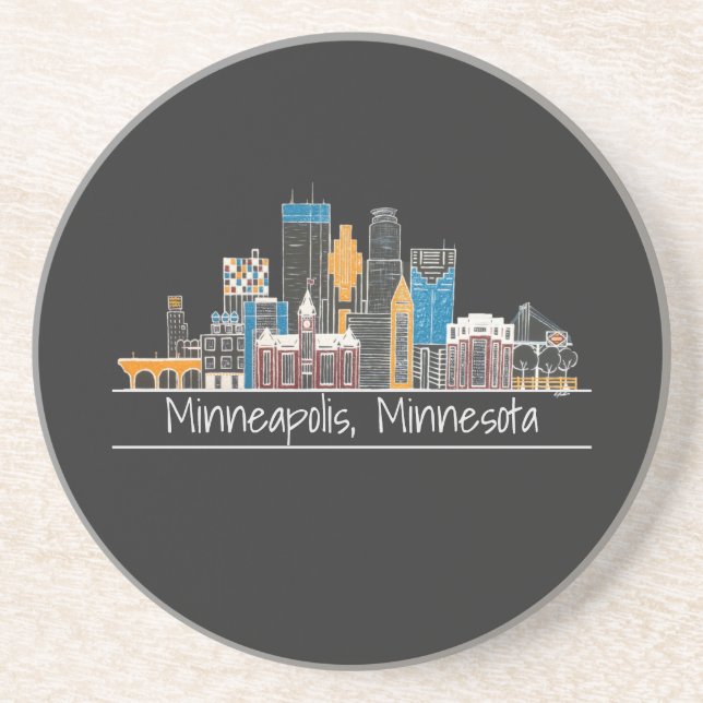 Minneapolis, MN Skyline Dessous de verre (Devant)