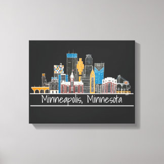 Minneapolis, MN toile Skyline Imprimer
