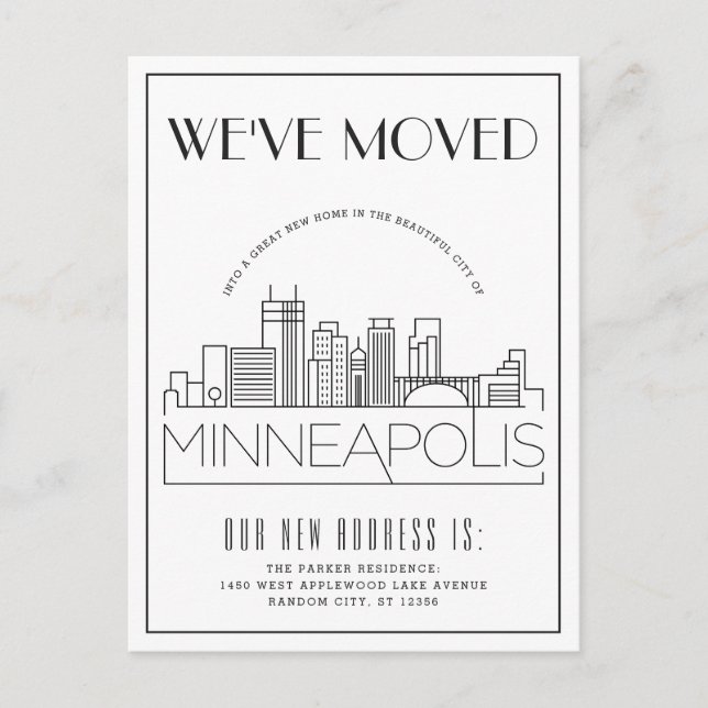 Minneapolis Modern Deco | Change of Address Announcement Postcard (Front)