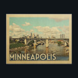 Minneapolis Postcard Minnesota Vintage Travel<br><div class="desc">Minneapolis Minnesota design in Vintage Travel style featuring a bridge and city scene in this fun vintage Minnesota travel print.</div>