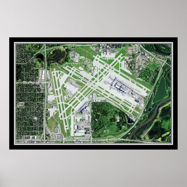 Minneapolis-Saint Paul Intl Airport Satellite Map Poster (Front)