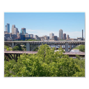 Minneapolis Skyline and Bridges Photo Print