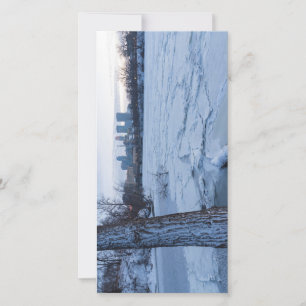 minneapolis skyline and icy mississippi river holiday card