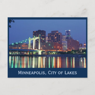 Minneapolis Skyline at night Postcard
