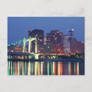Minneapolis Skyline at night Postcard