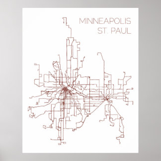 Minneapolis-St. Paul Transit Routes (Print) Poster