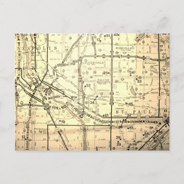 Minneapolis-St Paul (Villes jumelles), Carte Vinta (Devant)