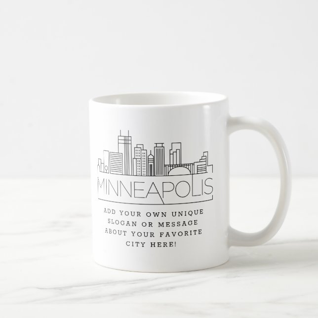 Minneapolis | Stylized City Skyline Custom Slogan Coffee Mug (Right)