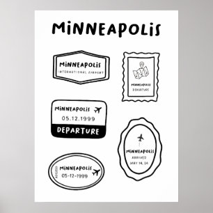 Minneapolis - Travel Stamp Collection   Minimalist Poster