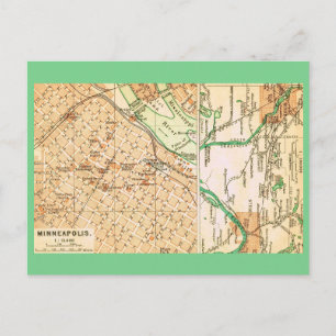 Minneapolis Vintage Street Map Postcard