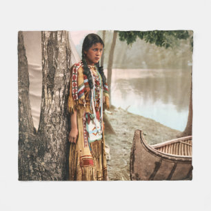 Minnehaha 1897 Vintage Native American Hiawatha Fleece Blanket