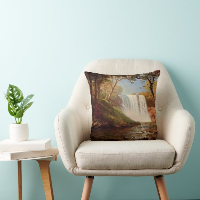 Minnehaha Falls, fine art by Albert Bierstadt, Throw Pillow (Chair)