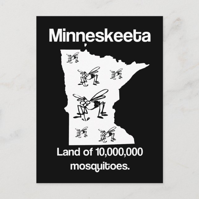 Minneskeeta Terre des moustiques Funny MN Carte po (Devant)