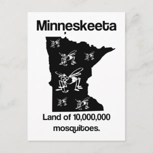 Minneskeeta Terre des moustiques Funny MN Carte po