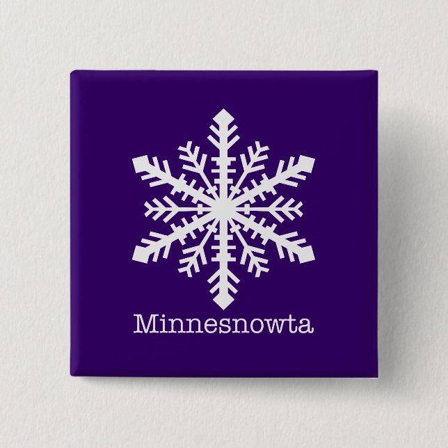 Minnesnowta Snowflake 2 Inch Square Button (Front)