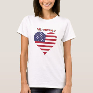 Minnesota American Flag Heart T-Shirt