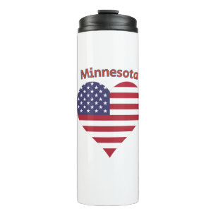 Minnesota American Flag Heart Thermal Tumbler