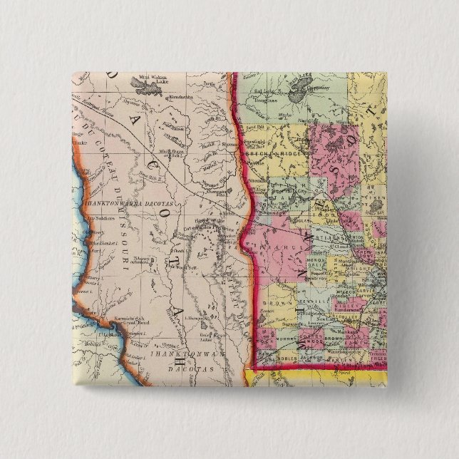 Minnesota, And Dacotah 2 Inch Square Button (Front)